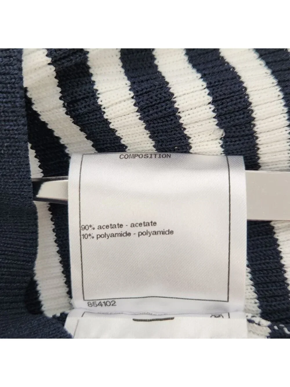 Chanel Marine Stripe Knit Cardigan Navy White